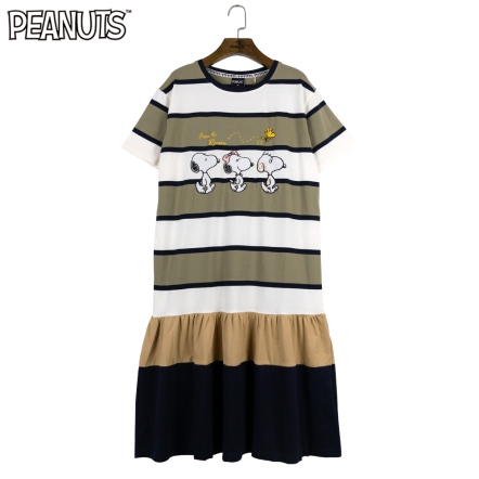 史努比與家人拼接長版洋裝