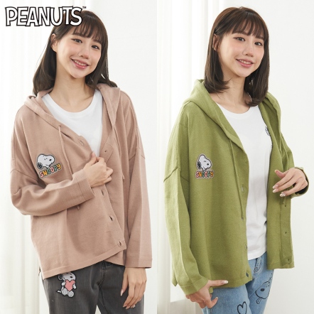 史努比可愛字母連帽抽繩針織罩衫