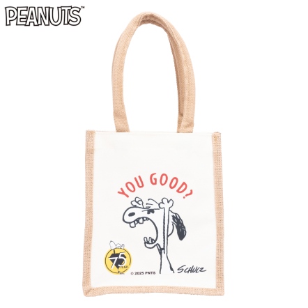 史努比怒吼75週年麻布拼帆布購物袋