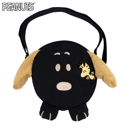 史努比毛毛耳朵側背包(黑)