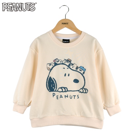 史努比與家人寬鬆拼接童大學T(120-150公分)