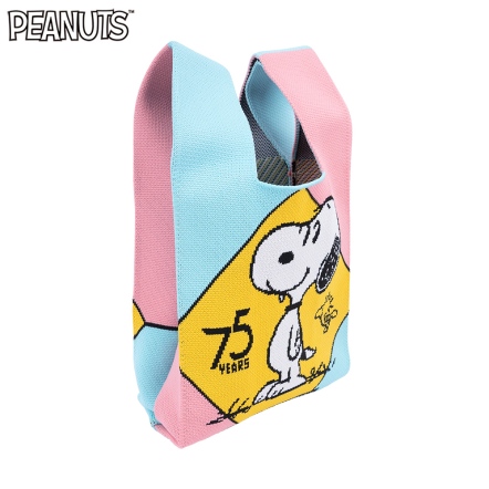 史努比75週年微笑針織手提袋