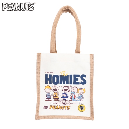 史努比75週年好朋友麻布拼帆布購物袋