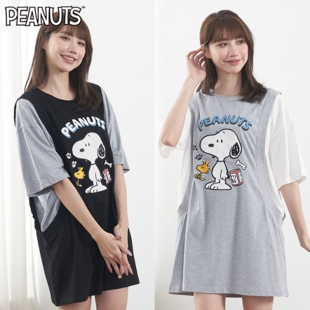 史努比球衣風格假兩件洋裝