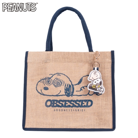 史努比頭昏眼花麻布購物袋