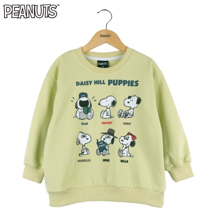 史努比一家圖鑑寬鬆拼接童大學T(120-150公分)