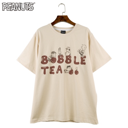 史努比珍奶英文短袖圓領T(男女共版)