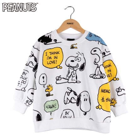 史努比說話滿版寬鬆拼接童大學T(120-150公分)