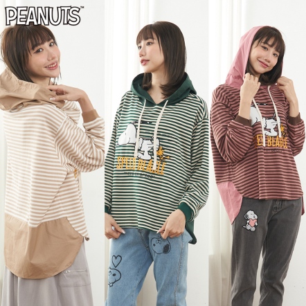 史努比全力衝刺拼接連帽上衣