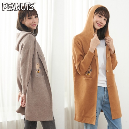 史努比連帽針織口袋罩衫