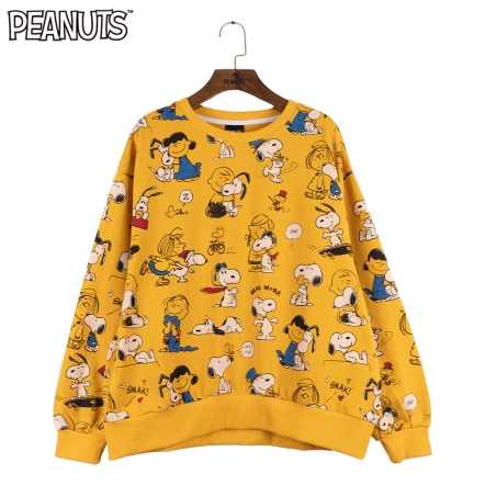 史努比擁抱滿版羅紋拼接大學T