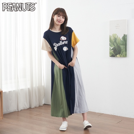 史努比三兄弟多片拚色長洋裝