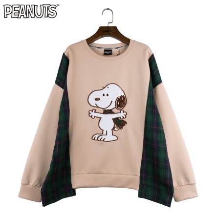 史努比來抱抱川字拼接大學T