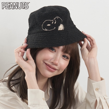 史努比素描風雙面漁夫帽(黑)