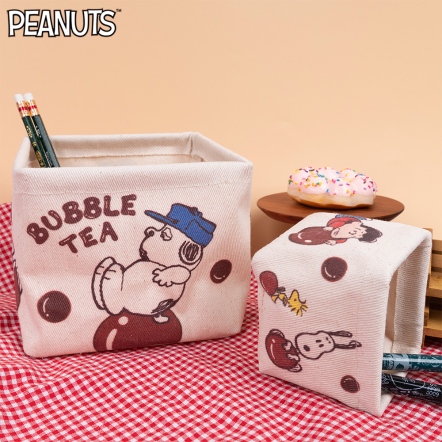 史努比珍奶帆布收納盒