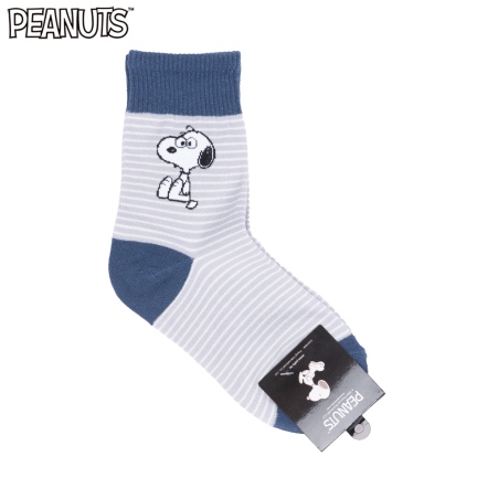 條紋大眼史努比中筒襪