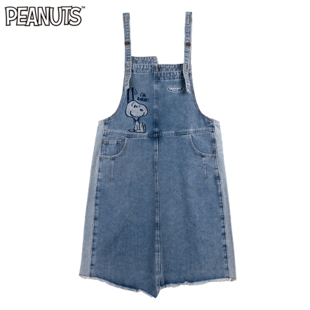 史努比汪汪不對稱下擺抽鬚吊帶裙