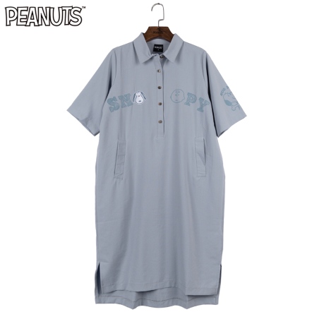 復古史努比名字短袖襯衫連身裙