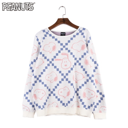 史努比格菱紋圓領針織衫