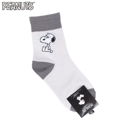 條紋大眼史努比中筒襪