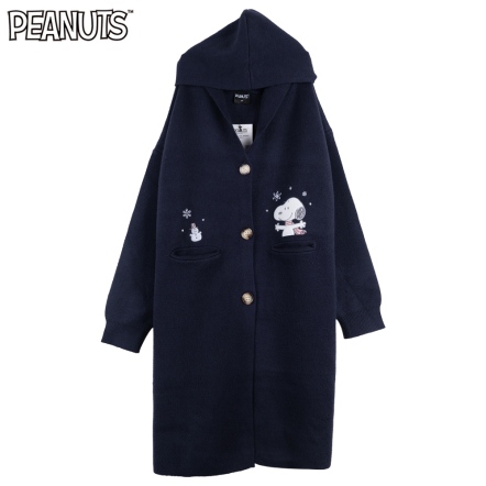 史努比與雪人連帽針織口袋罩衫