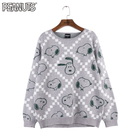 史努比格菱紋圓領針織衫