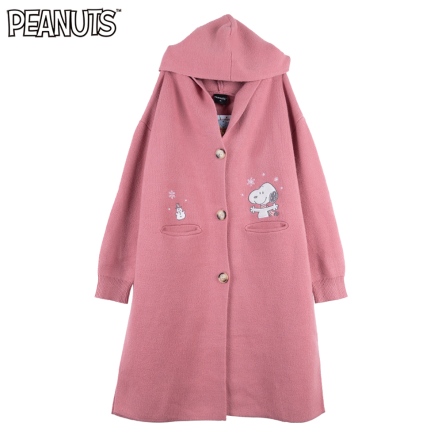 史努比與雪人連帽針織口袋罩衫