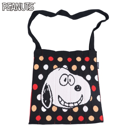 史努比開心點點摺疊針織斜背袋