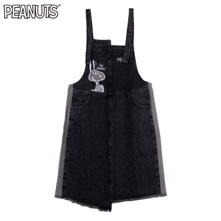 史努比汪汪不對稱下擺抽鬚吊帶裙