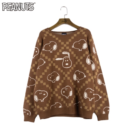 史努比格菱紋圓領針織衫