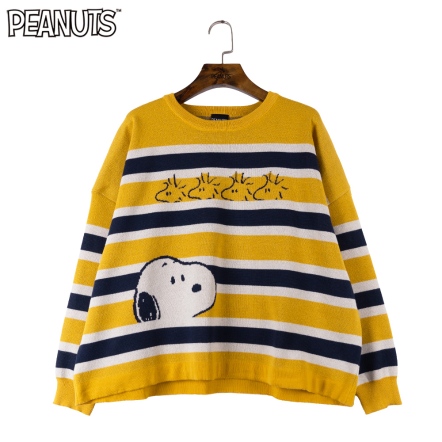 史努比與小黃鳥們圓領柔寬鬆毛衣
