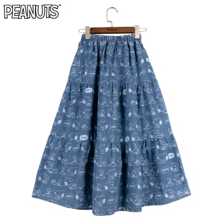 史努比打字機滿版牛仔蛋糕長裙