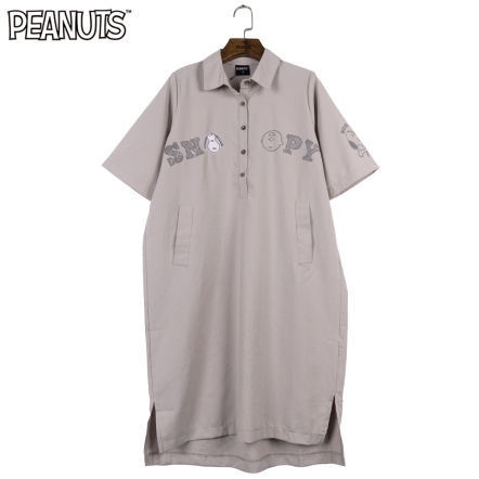 復古史努比名字短袖襯衫連身裙