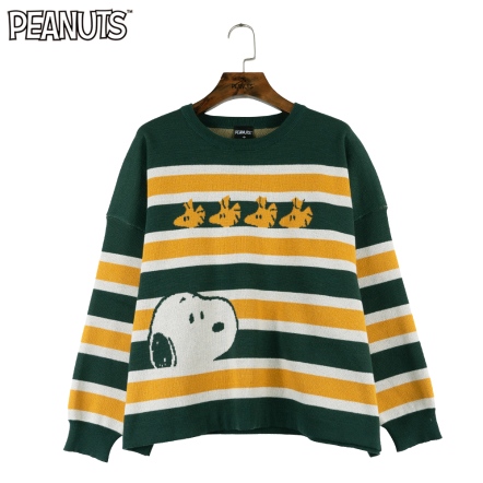 史努比與小黃鳥們圓領柔寬鬆毛衣