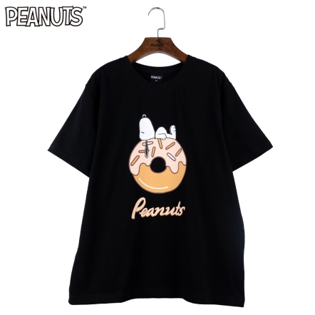 史努比躺甜甜圈短袖圓領短T(男女共版)