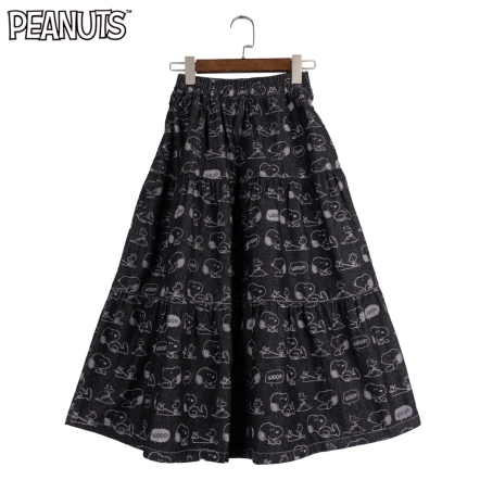 史努比打字機滿版牛仔蛋糕長裙